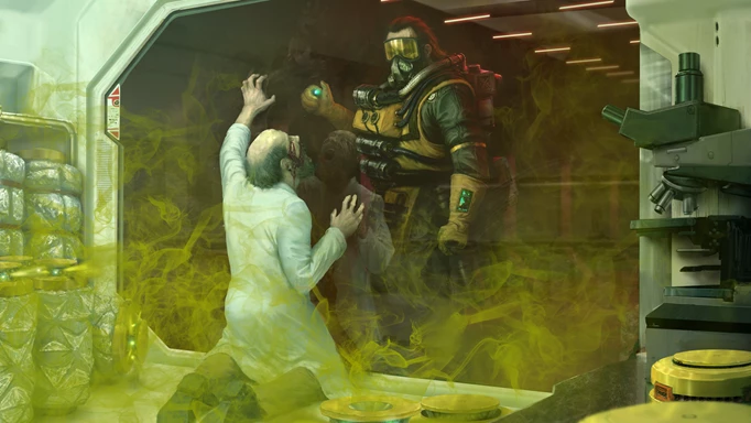 Image of Caustic next to toxic gas in Apex Legends