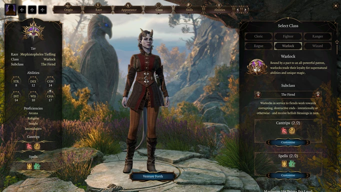 The character customisation screen in Baldur's Gate 3