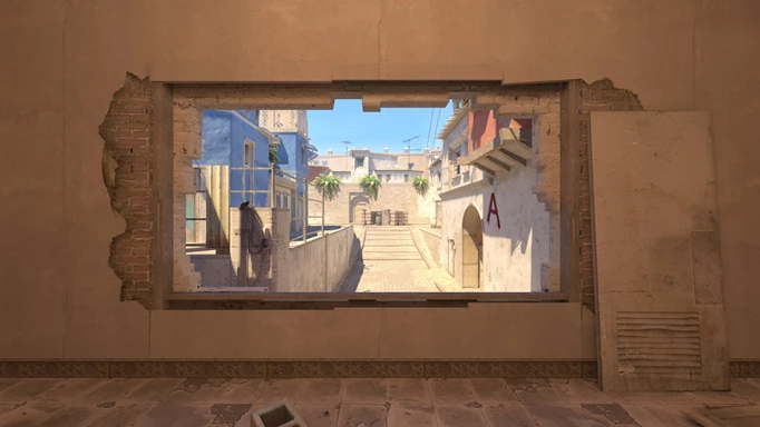 Image of Mirage mid window in Counter-Strike 2
