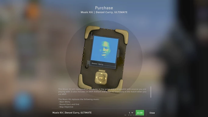 Screenshot of the Denzel Curry Ultimate Music Kit, which is one of the best Music Kits in CS:GO