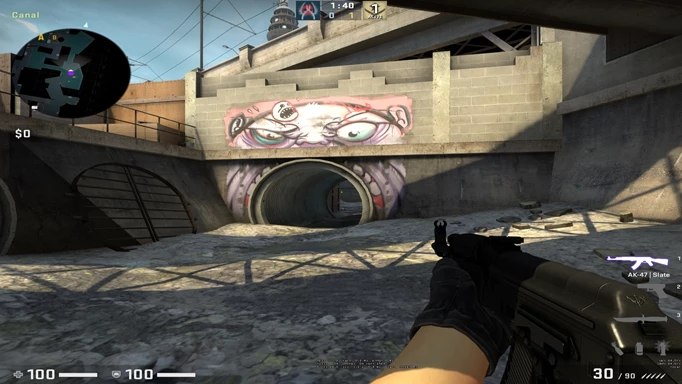 Image of the monster tunnel on Overpass in CS:GO