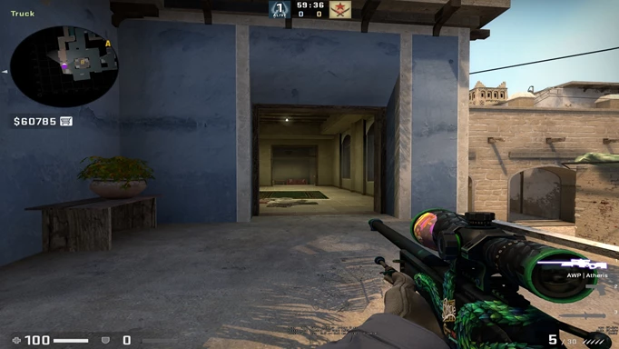 Screenshot of Mirage in stretched resolution in CS:GO