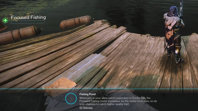 A screenshot of the Focused Fishing meter and tips on how to use it