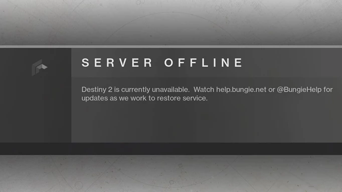 The info screen that appears to tell you that the servers are offline in Destiny 2