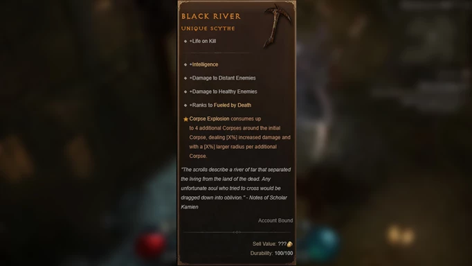 an image of the Black River description box in Diablo 4