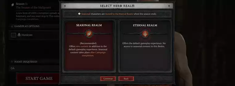 How to start a Seasonal character in Diablo 4