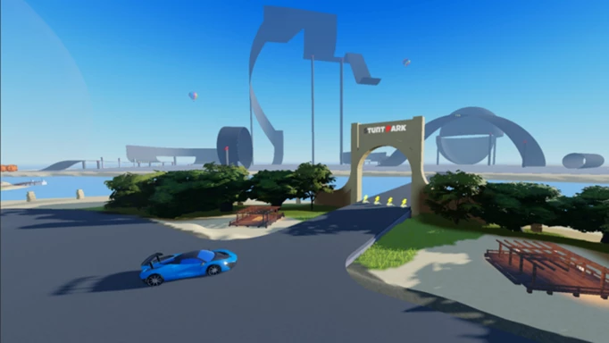 One of the race tracks in DownForce Stunt Driving on Roblox