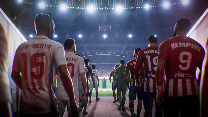 Sevilla and Atletico Madrid walking out in EAFC 24