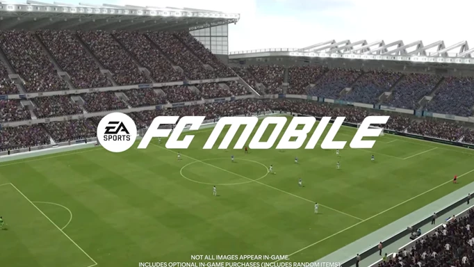 Image of the EA Sports FC MOBILE logo in front of a pitch