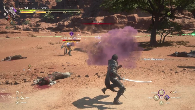 The FF16 Nine of Knives hunt boss using Poisonous Mist in Final Fantasy 16