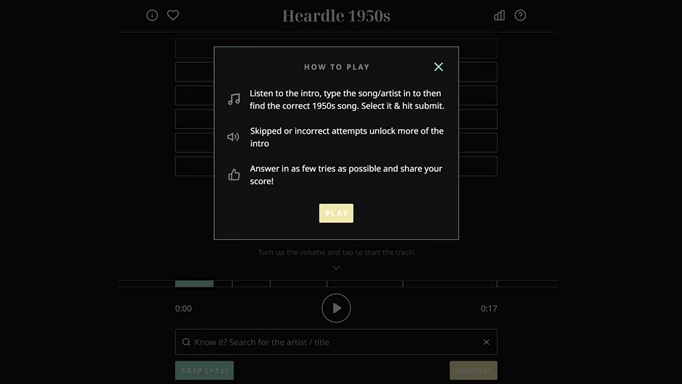 Screenshot showing you how to play Heardle Decades