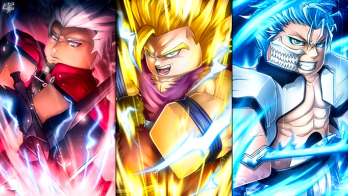 Anime Tower Defense characters from Fate: Stay Night, Dragon Ball Z, and Bleach