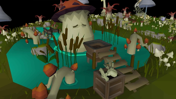 Image of a mushroom pond in Runescape