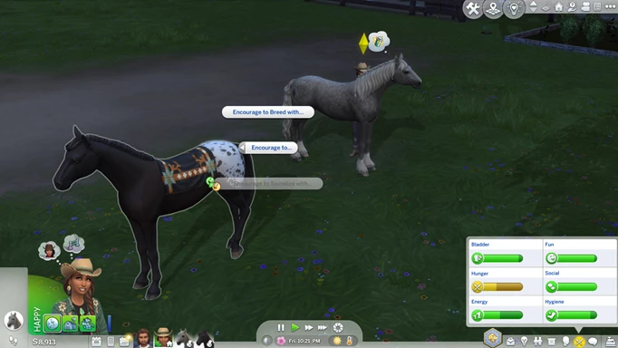 Screenshot showing how to breed horses in The Sims 4 Horse Ranch