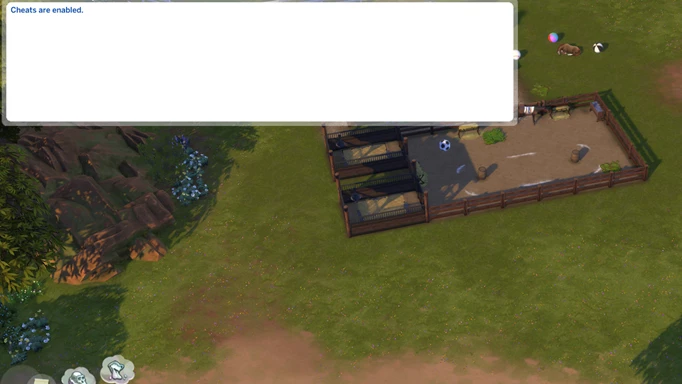 Screenshot showing how to enable cheats in The Sims 4