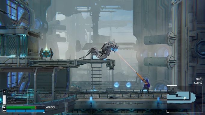 Trinity Fusion gameplay showing combat with a machine enemy