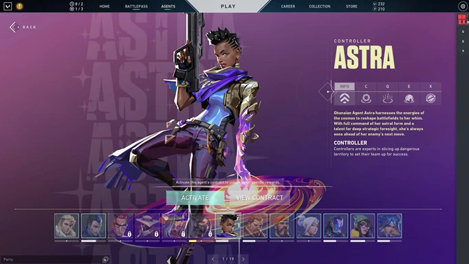 an image of Astra, a B-tier pick in our VALORANT agent tier list