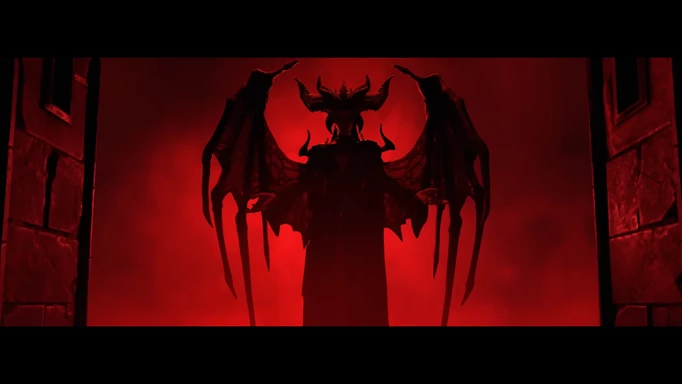 The silhouette of Lilith, the big bad of Diablo IV.