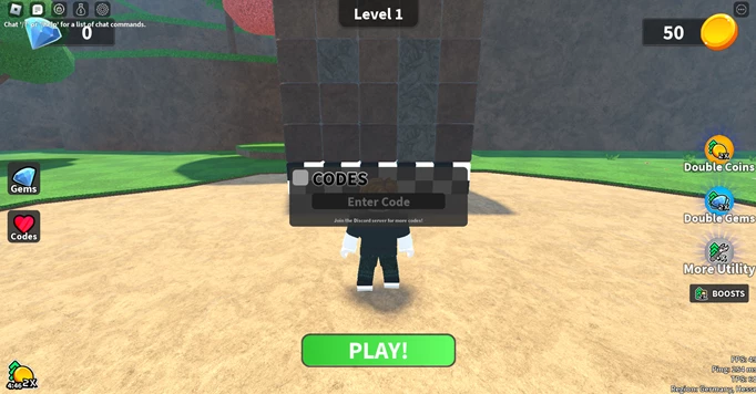 The codes redemption screen in Merge Drills for Roblox